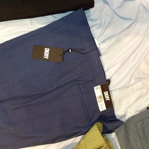 DKNY Navy Plaid Trousers